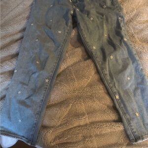 PacSun Light Blue Straight Leg Jeans with Star Embroidery